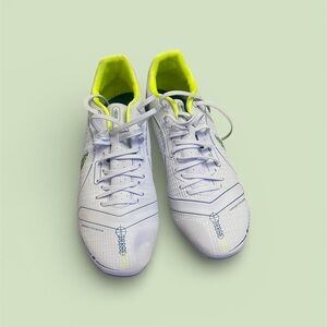 Nike White and Neon Yellow Cleats